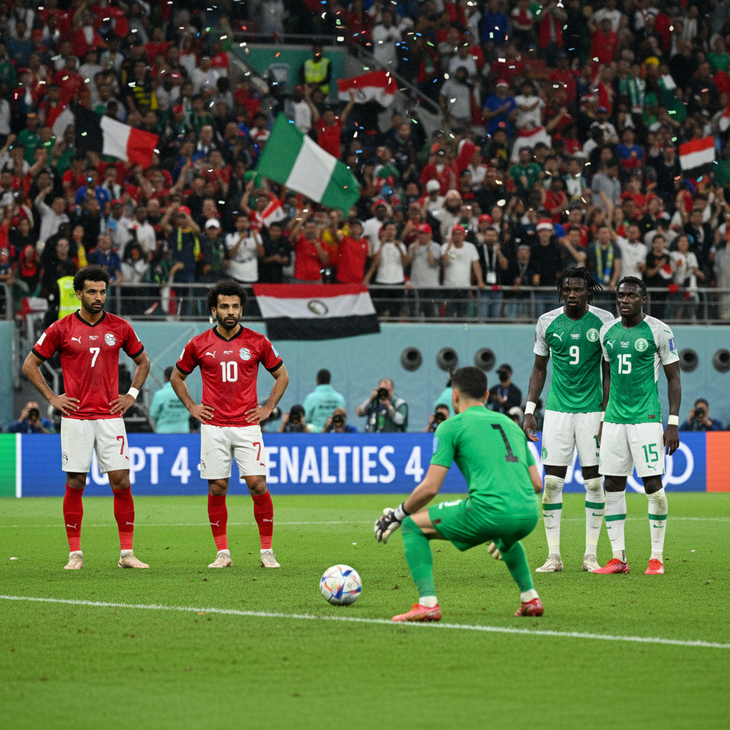 مباراة مصر ونيجيريا في كأس الأمم الأفريقية: ركلات الترجيح تحسم المواجهة لصالح النسور